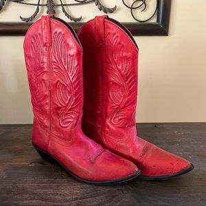 Vintage leather red cowgirl boots